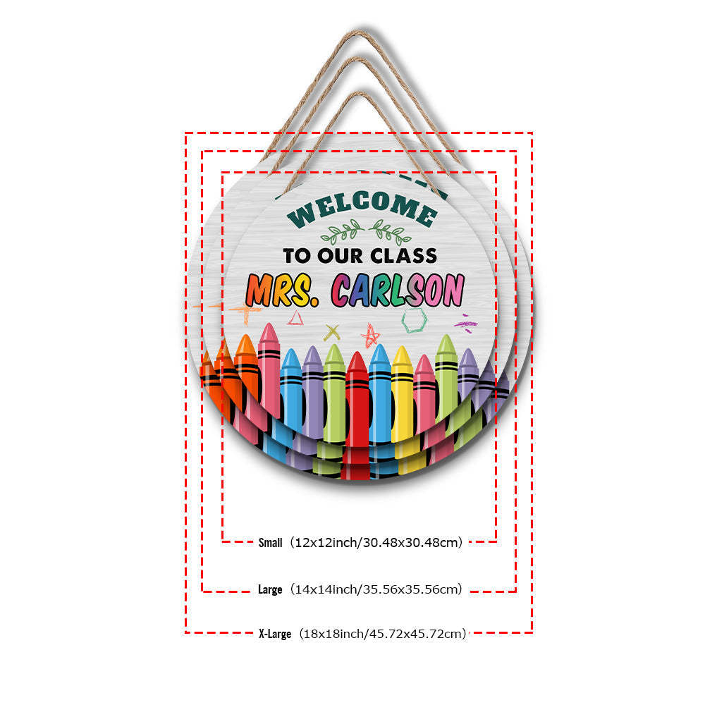 Custom Name Teacher Crayon Sign for Door, Teacher Welcome Gift -SantaSocks
