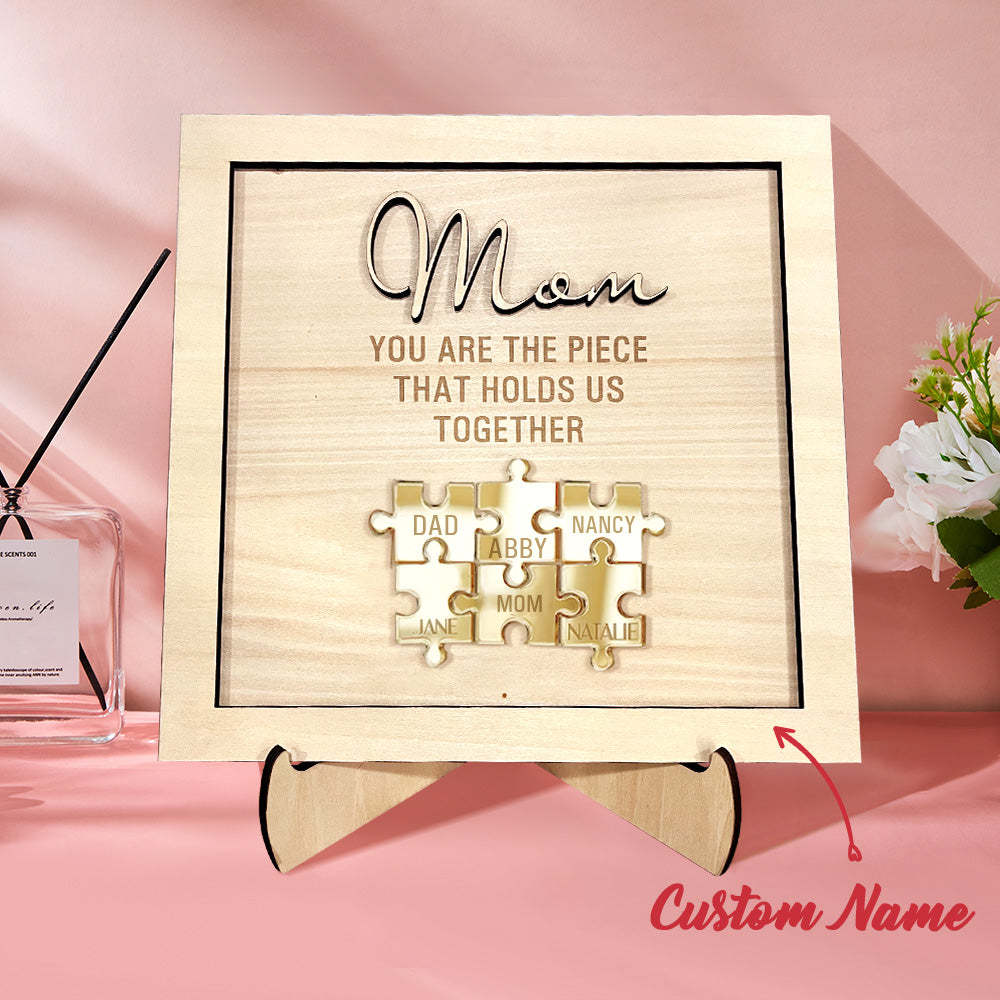 You Are the Piece That Holds Us Together Personalized Mom Puzzle Plaque Mother's Day Gift - SantaSocks
