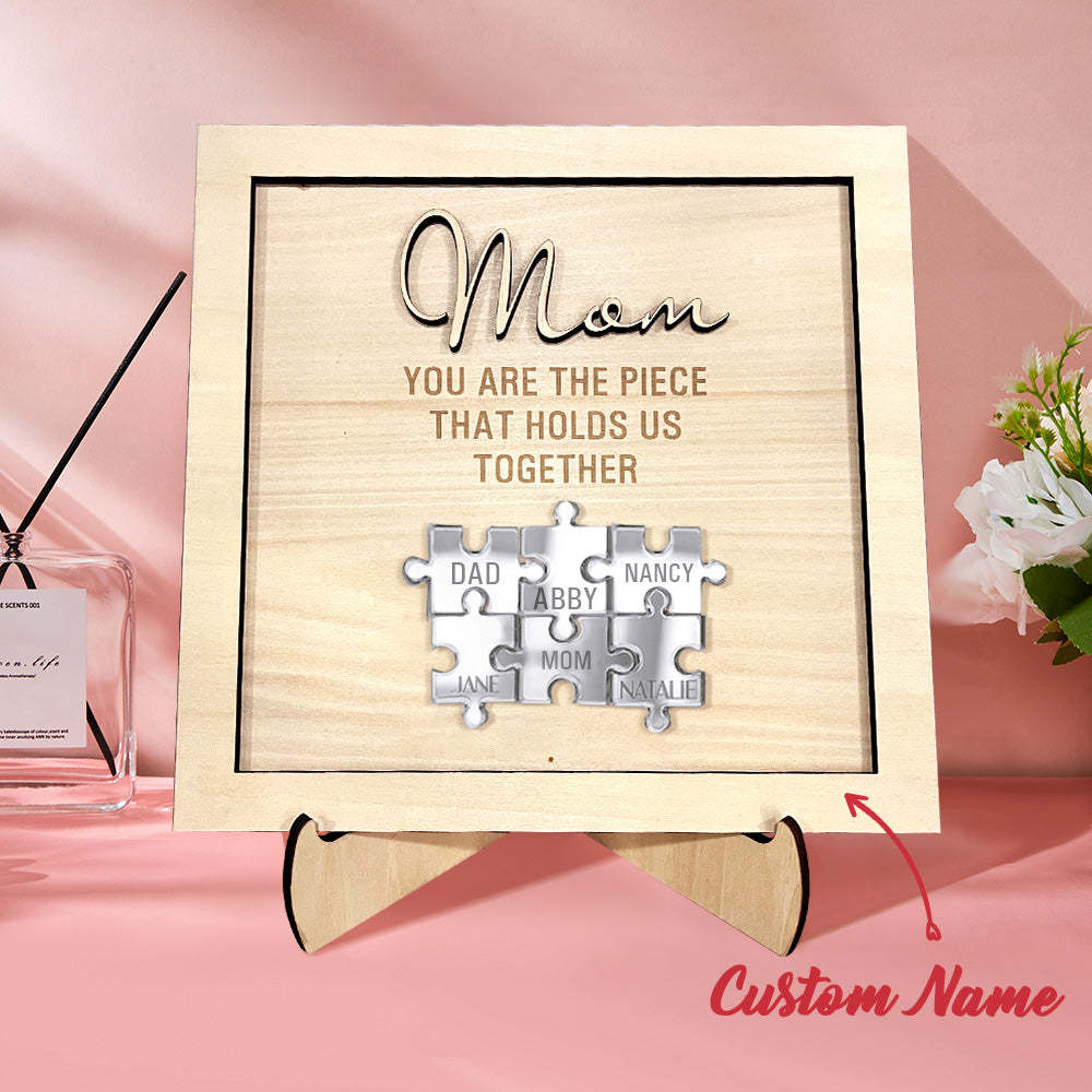 You Are the Piece That Holds Us Together Personalized Mom Puzzle Plaque Mother's Day Gift - SantaSocks
