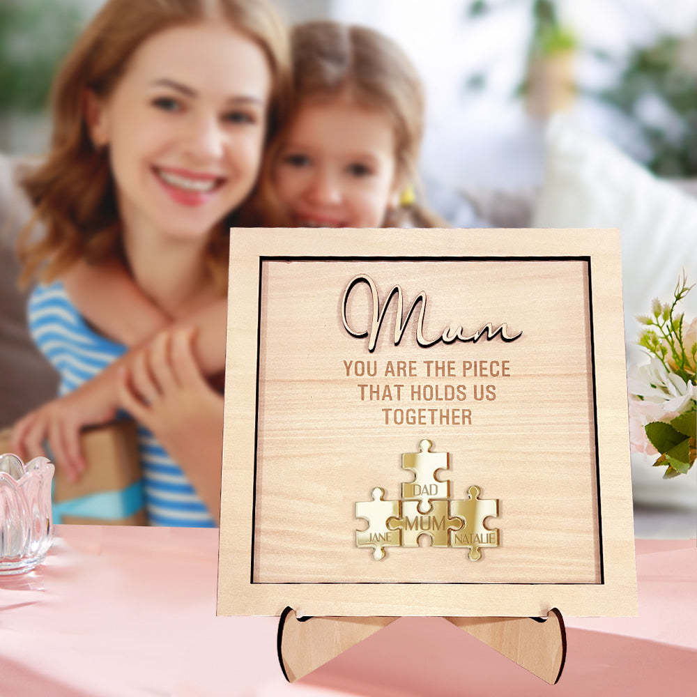 You Are the Piece That Holds Us Together Personalized Mum Puzzle Plaque Mother's Day Gift - SantaSocks
