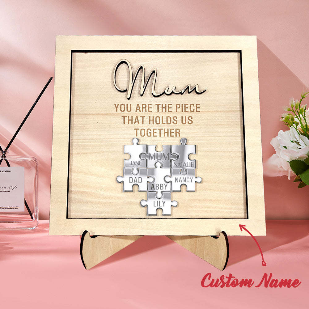 You Are the Piece That Holds Us Together Personalized Mum Puzzle Plaque Mother's Day Gift - SantaSocks