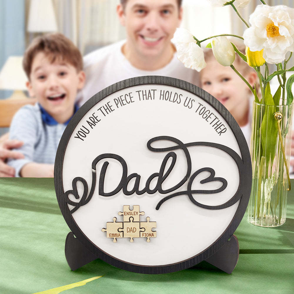 Personalized Dad Round Puzzle Plaque You Are the Piece That Holds Us Together Father's Day Gift - SantaSocks