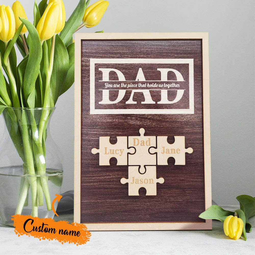 Personalized Dad Puzzle Plaque You Are the Piece That Holds Us Together Gifts for Dad - SantaSocks