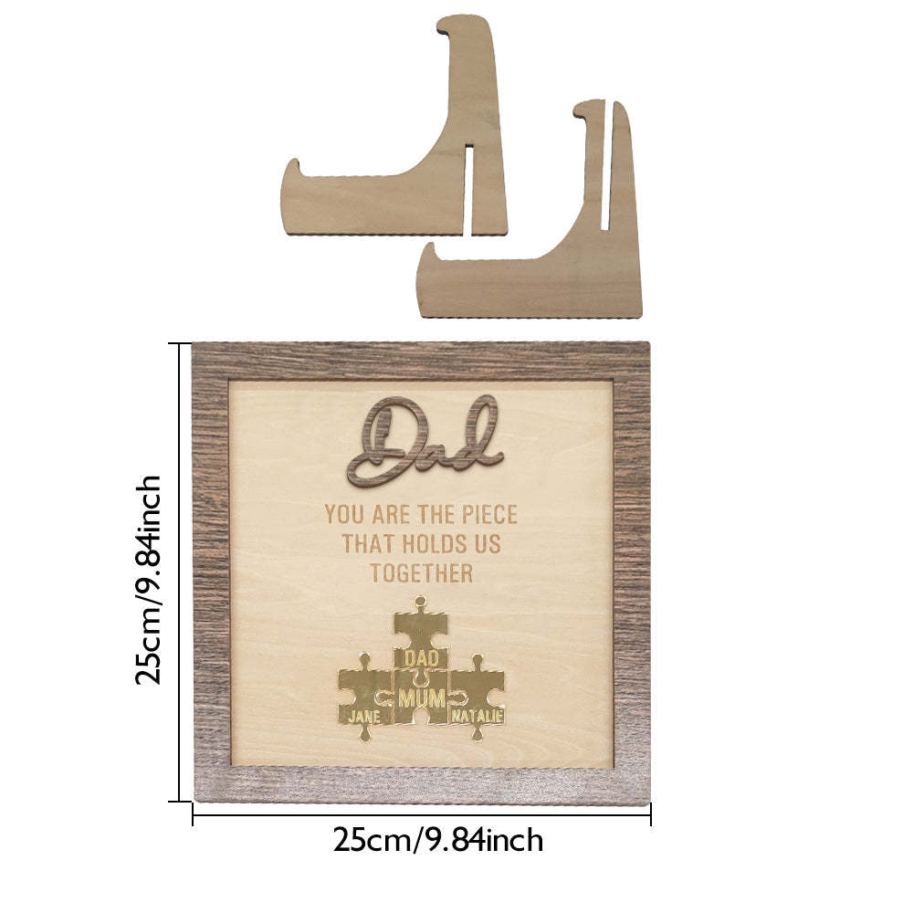Personalized Dad Puzzle Plaque You Are the Piece That Holds Us Together Father's Day Gift - SantaSocks