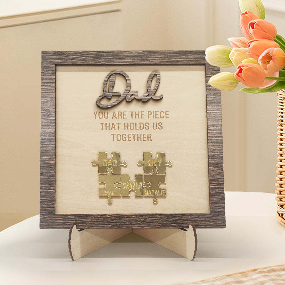 Personalized Dad Puzzle Plaque You Are the Piece That Holds Us Together Father's Day Gift - SantaSocks