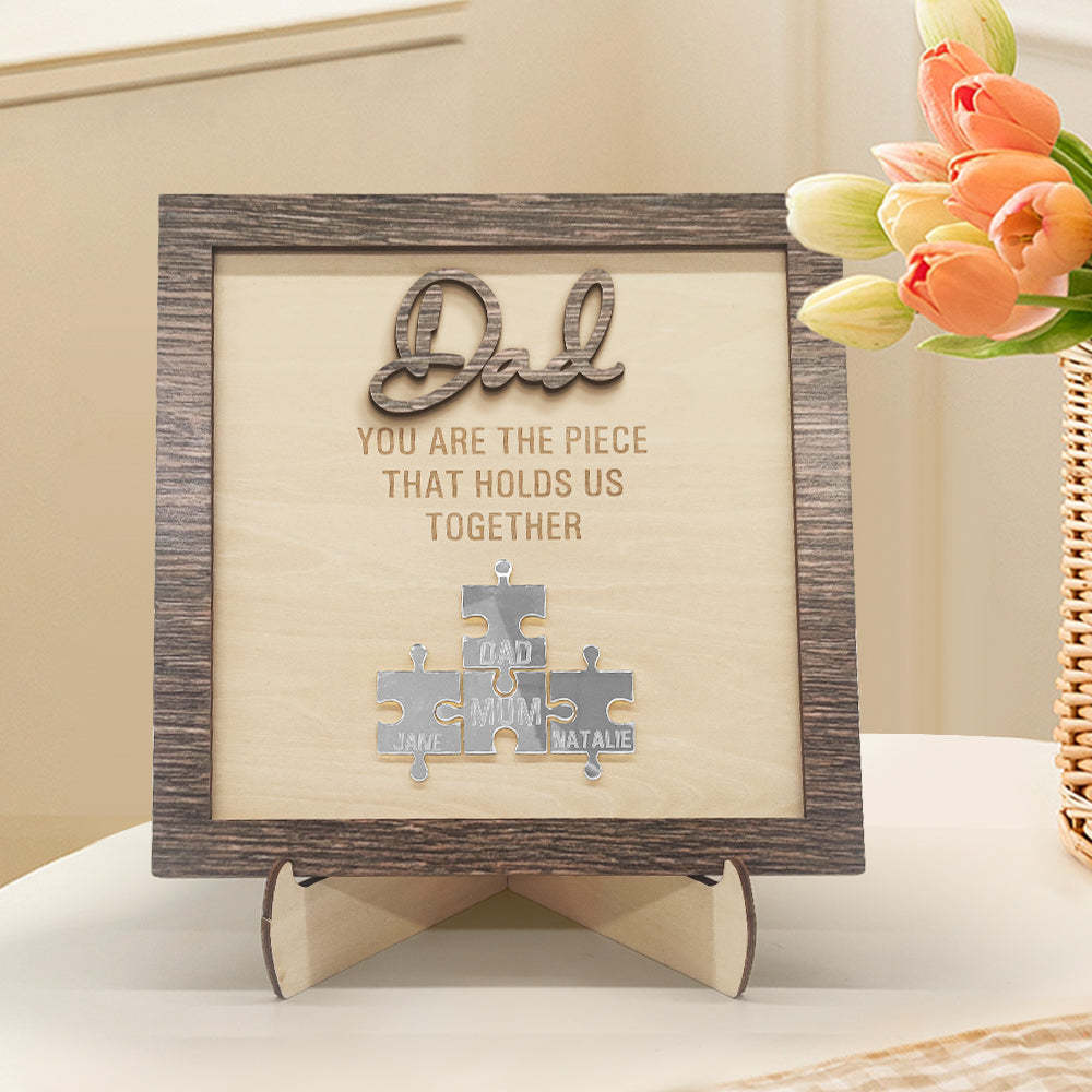 Personalized Dad Puzzle Plaque You Are the Piece That Holds Us Together Father's Day Gift - SantaSocks