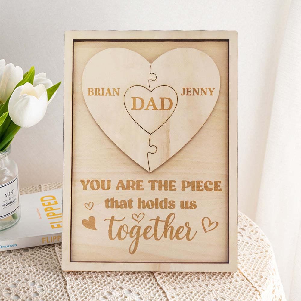 Personalized Dad Puzzle Sign You Are the Piece That Holds Us Together Gifts for Dad - SantaSocks