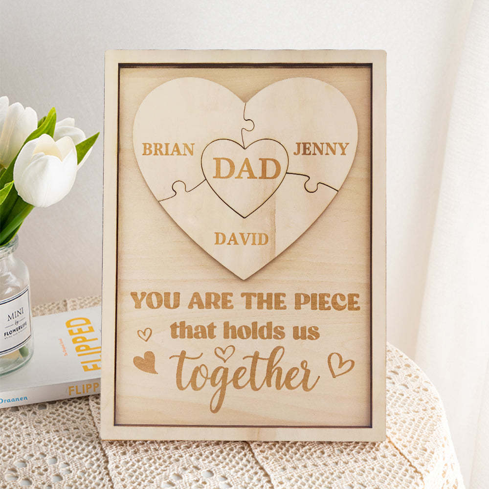 Personalized Dad Puzzle Sign You Are the Piece That Holds Us Together Gifts for Dad - SantaSocks
