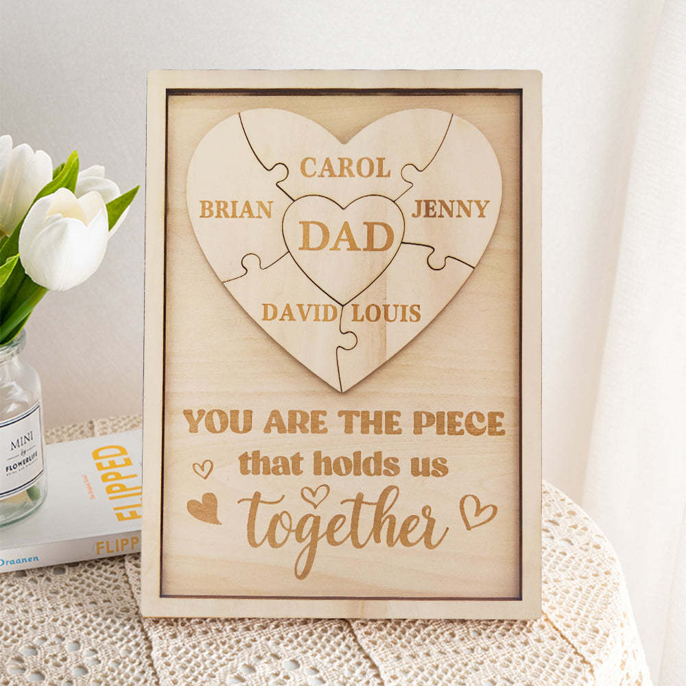 Personalized Dad Puzzle Sign You Are the Piece That Holds Us Together Gifts for Dad - SantaSocks