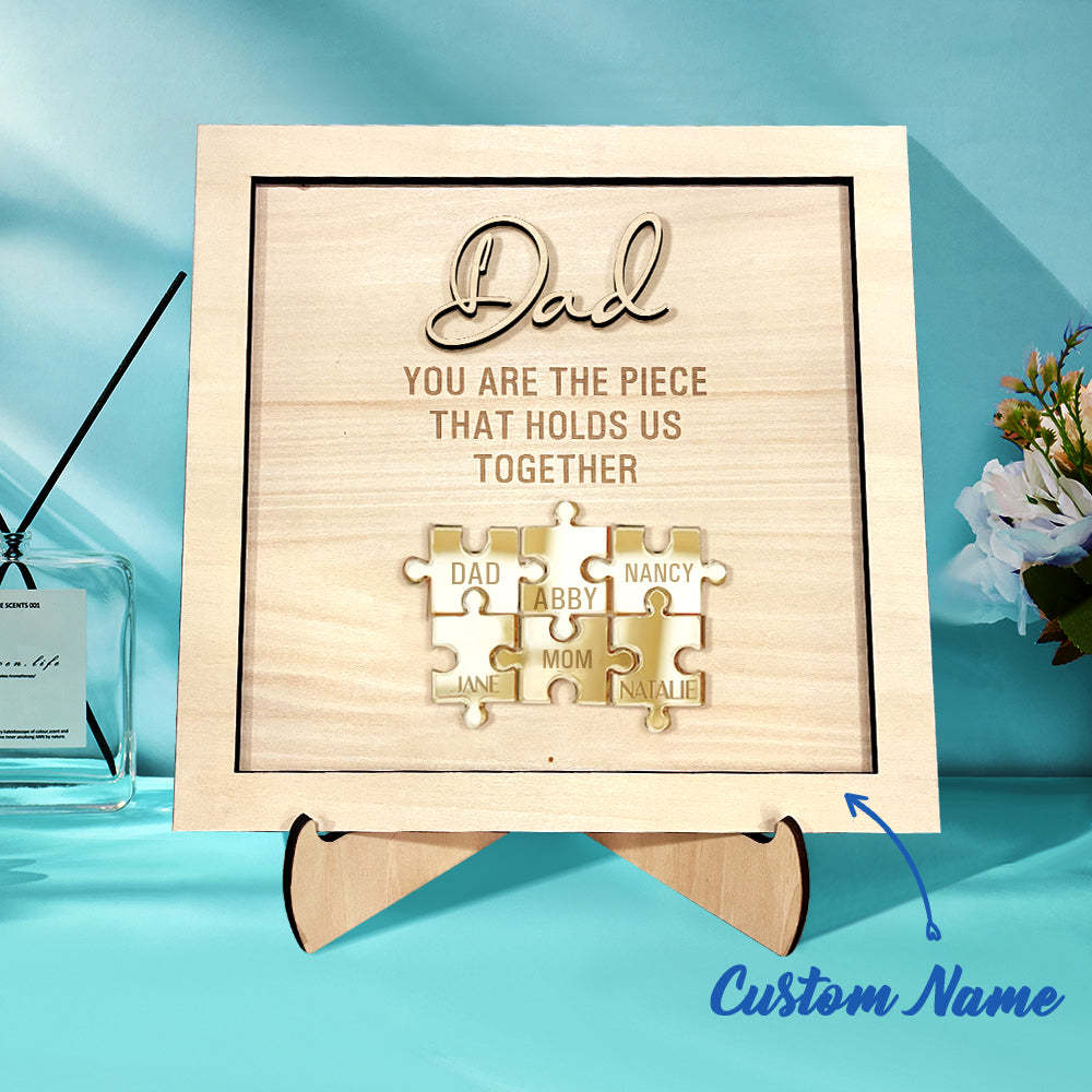 Personalized Dad Puzzle Sign You Are the Piece That Holds Us Together Father's Day Gift - SantaSocks