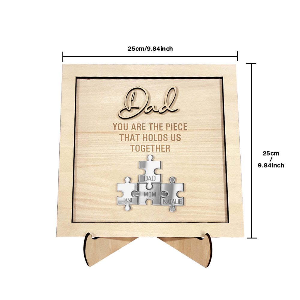 Personalized Dad Puzzle Sign You Are the Piece That Holds Us Together Father's Day Gift - SantaSocks