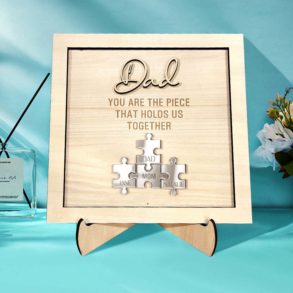 Personalized Dad Puzzle Sign You Are the Piece That Holds Us Together Father's Day Gift - SantaSocks