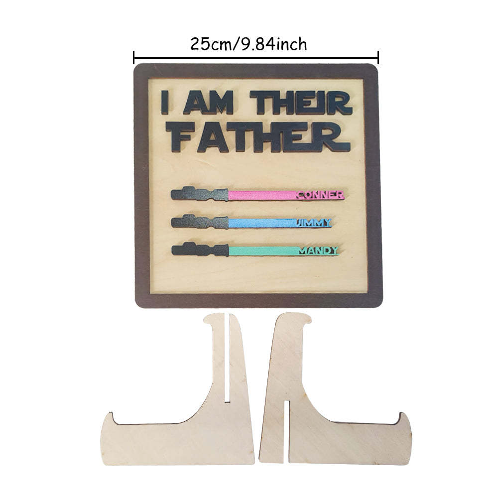 Personalized I Am Their Father Sign Wooden Light Saber Plaque Father's Day Gift - SantaSocks