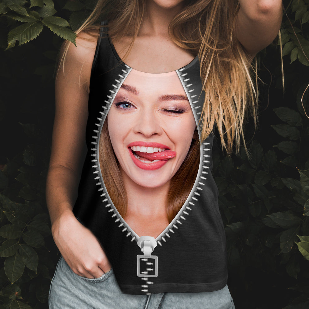 Custom Face Photo Tank Top Zipper