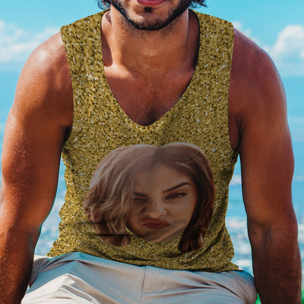 Custom Face Photo Tank Top Golden Light