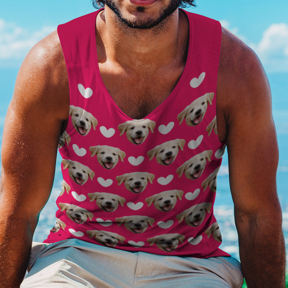 Custom Photo Face Tank Top Lovely Heart Dog