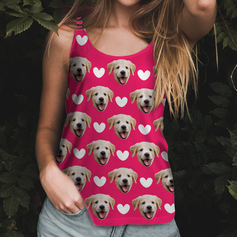 Custom Photo Face Tank Top Lovely Heart Dog