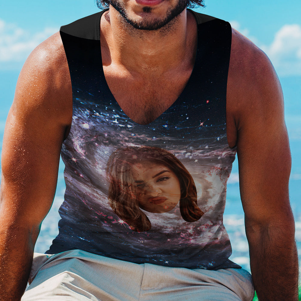 Custom Photo Face Tank Top Galaxy