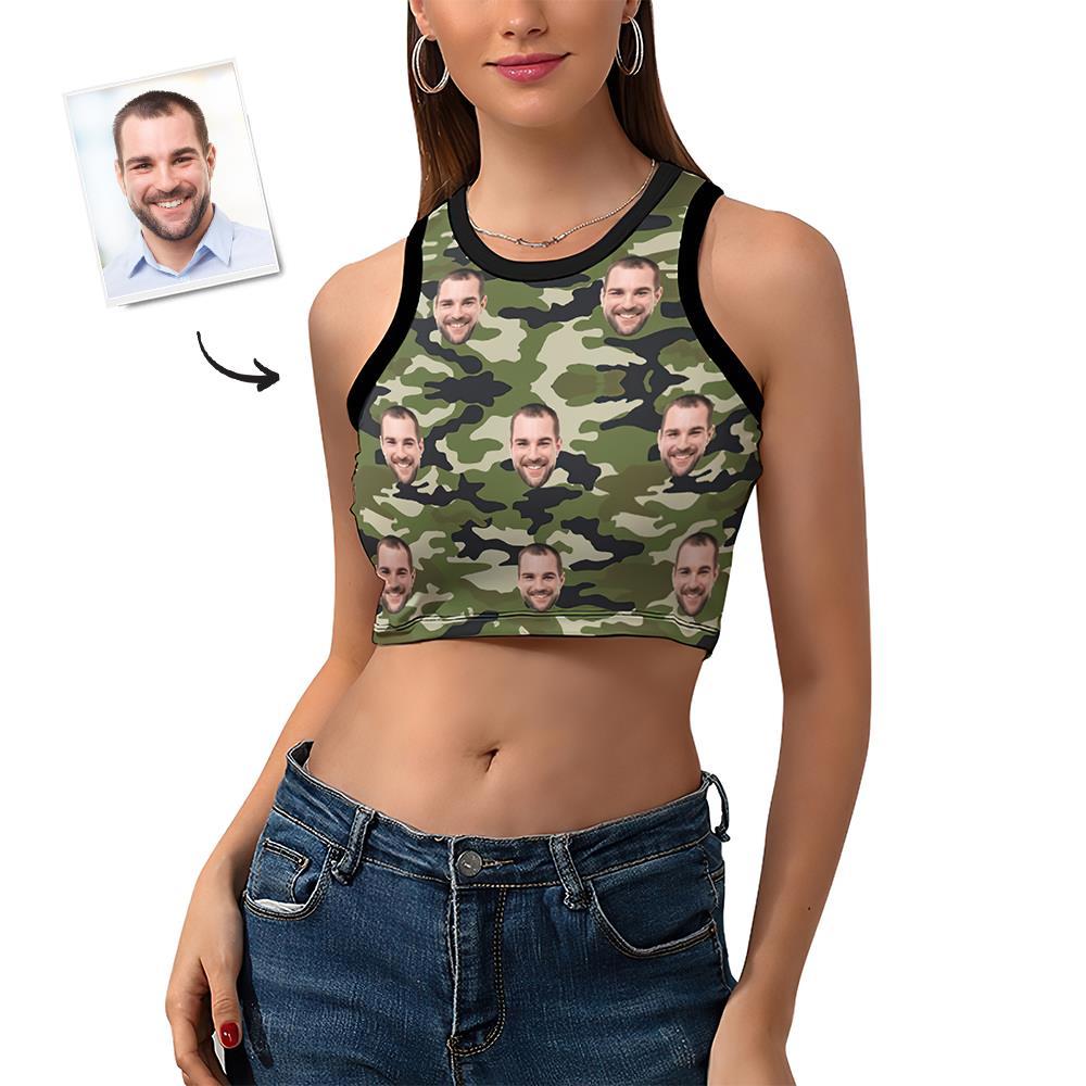 Custom Face Camouflage Vest Sexy Custom Ladies Short Racer Vest