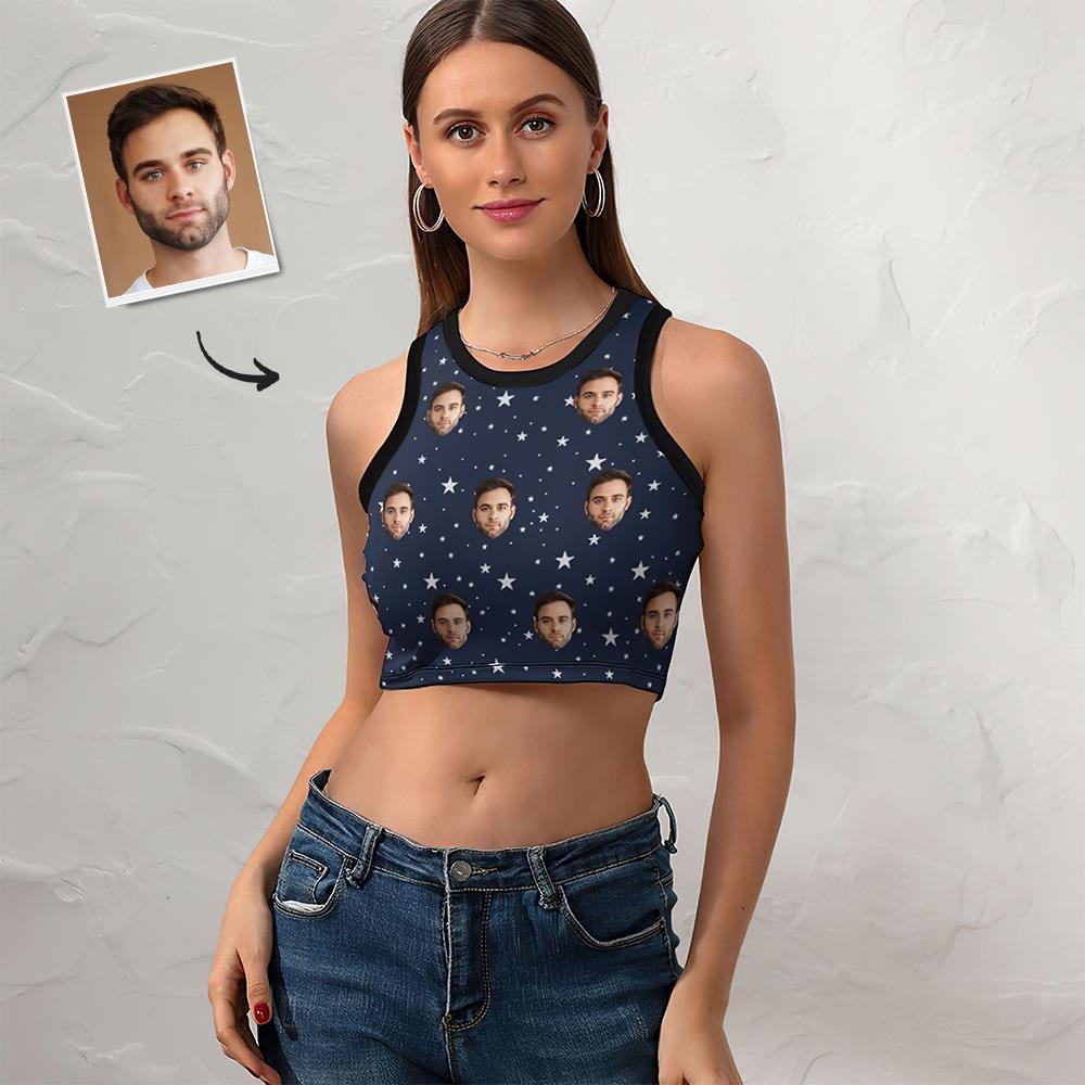 Custom Face Starry Sky Vest Sexy Customized Ladies Short Racer Vest