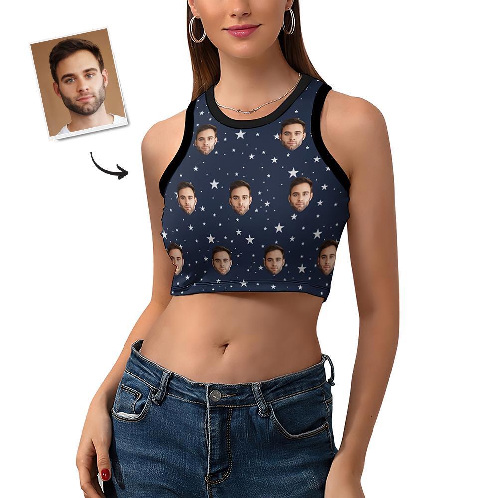 Custom Face Starry Sky Vest Sexy Customized Ladies Short Racer Vest