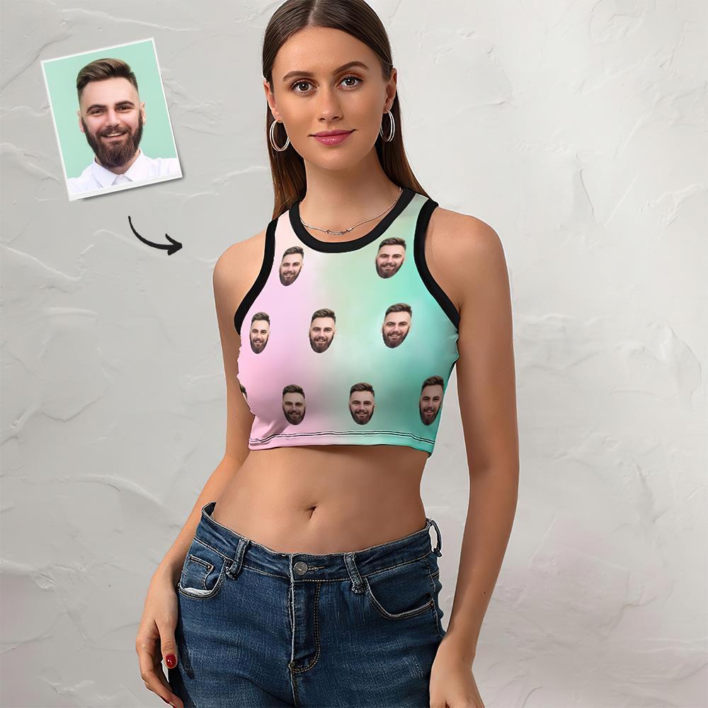 Custom Face Vanilla Sky Vest Sexy Tie Dye Design Customized Ladies Short Racer Vest