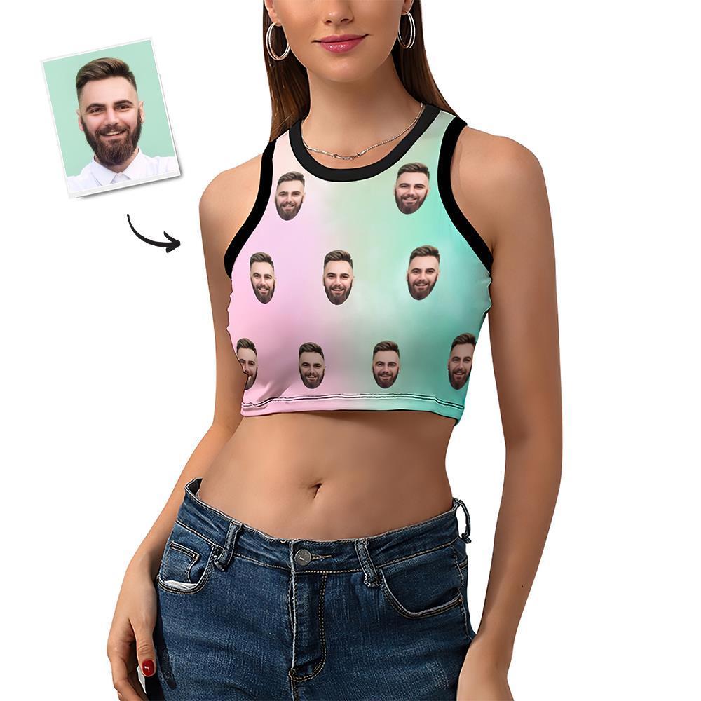 Custom Face Vanilla Sky Vest Sexy Tie Dye Design Customized Ladies Short Racer Vest