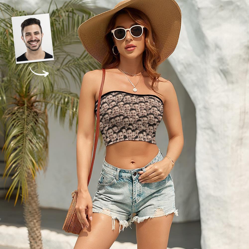 Custom Face Mash Women's Bandeau Top Strapless Bra Sexy Tube Top For Beach Party