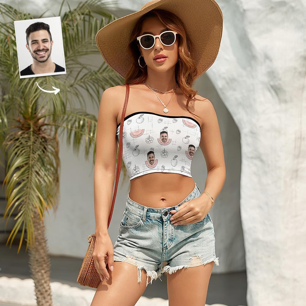 Custom Face Women's Bandeau Top Summer Style Strapless Bra Sexy Tube Top For Beach Party