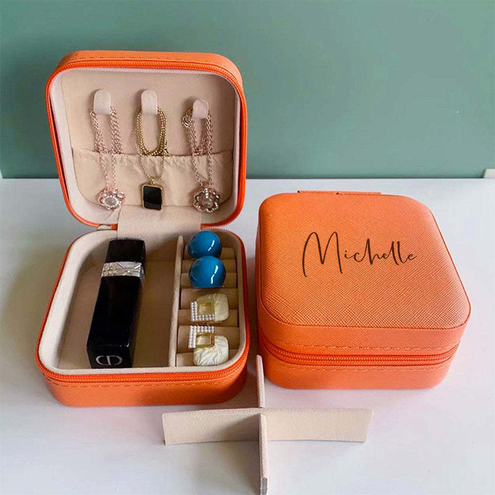 Personalized Name PU Leather Jewelry Box Jewelry Organizer Gifts for Her - SantaSocks