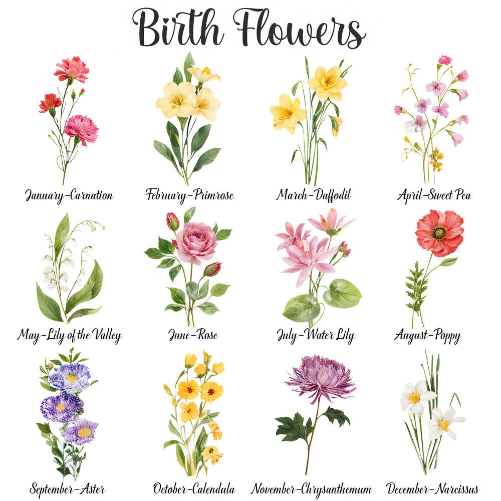 Personalized Name PU Leather Jewelry Box Birthflower Jewelry Organizer Gifts for Her - SantaSocks