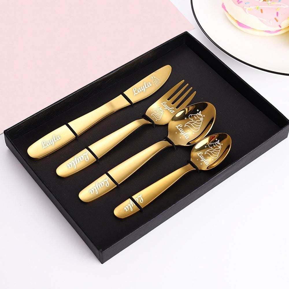 Custom Knife Set With Text Gift For Kids