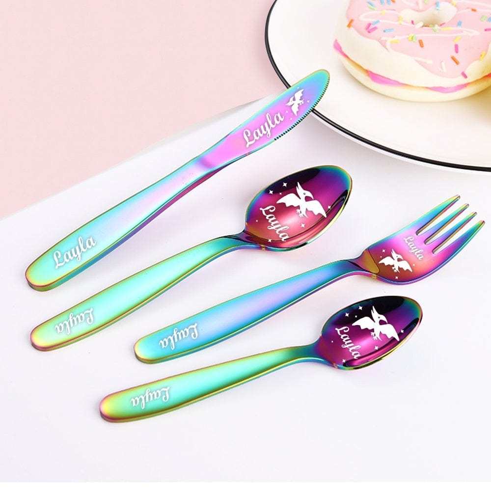 Personalized Childrens Cutlery Dinosaur Cutlery Gift Set For Children