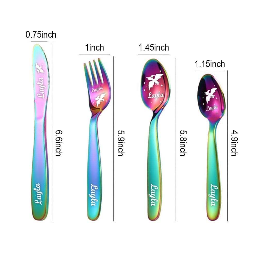 Personalized Childrens Cutlery Dinosaur Cutlery Gift Set For Children