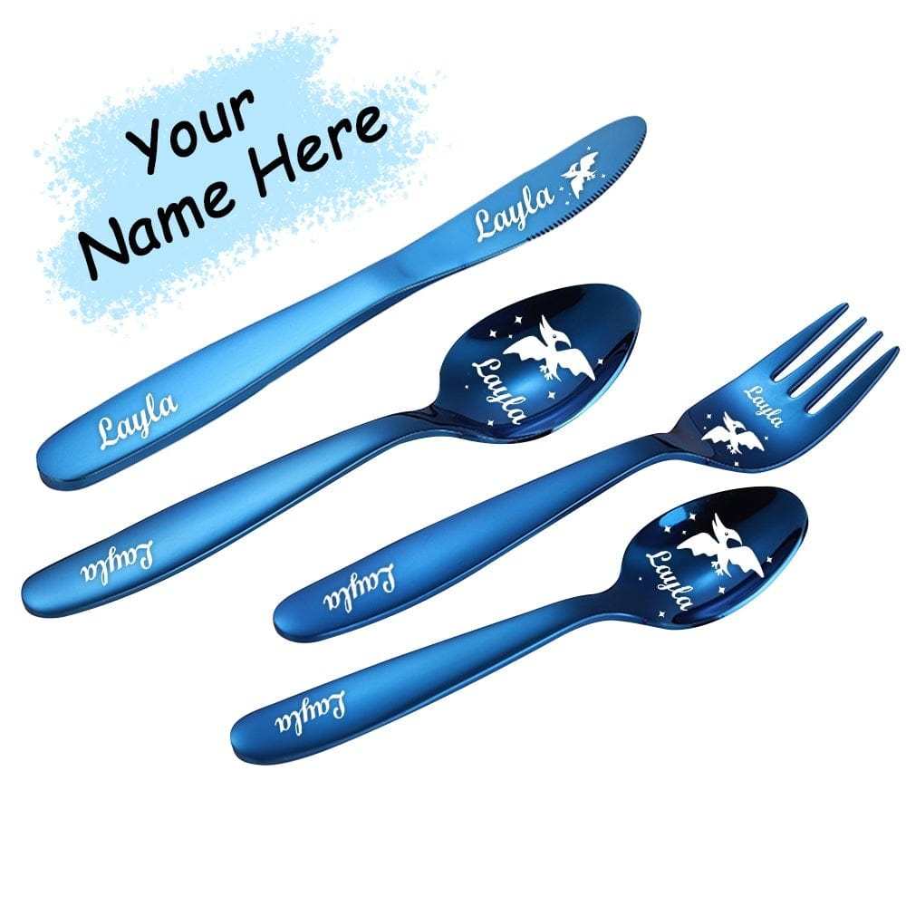 Personalized Childrens Cutlery Dinosaur Cutlery Gift Set For Children