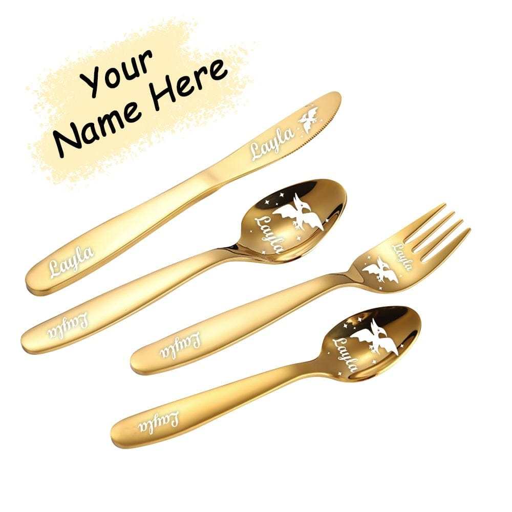 Personalized Childrens Cutlery Dinosaur Cutlery Gift Set For Children