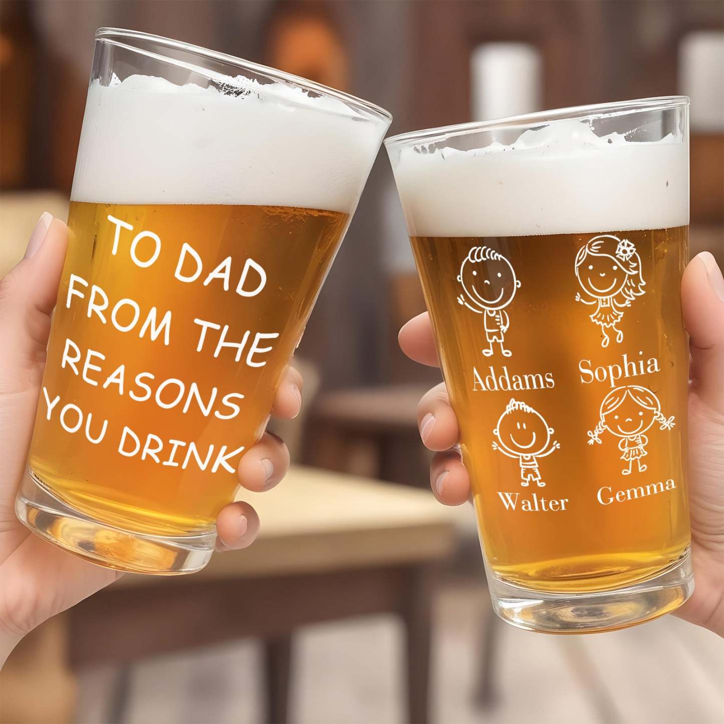 From The Reasons You Drink Father's Day Gifts For Dad - Personalized Beer Glass - SantaSocks