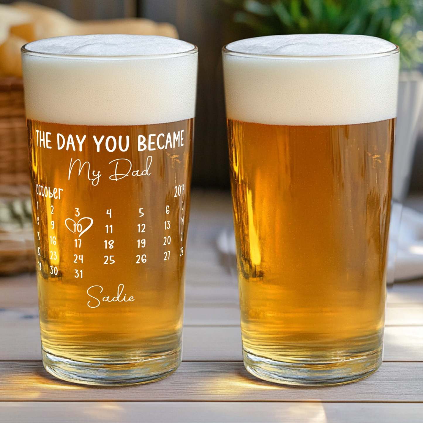 Fathers Day Gift From Daughter, Personalized Gifts For Dad, Dad Gift, Dad Birthday Gift, Personalised Beer Glass, The Day You Became My Dad - SantaSocks