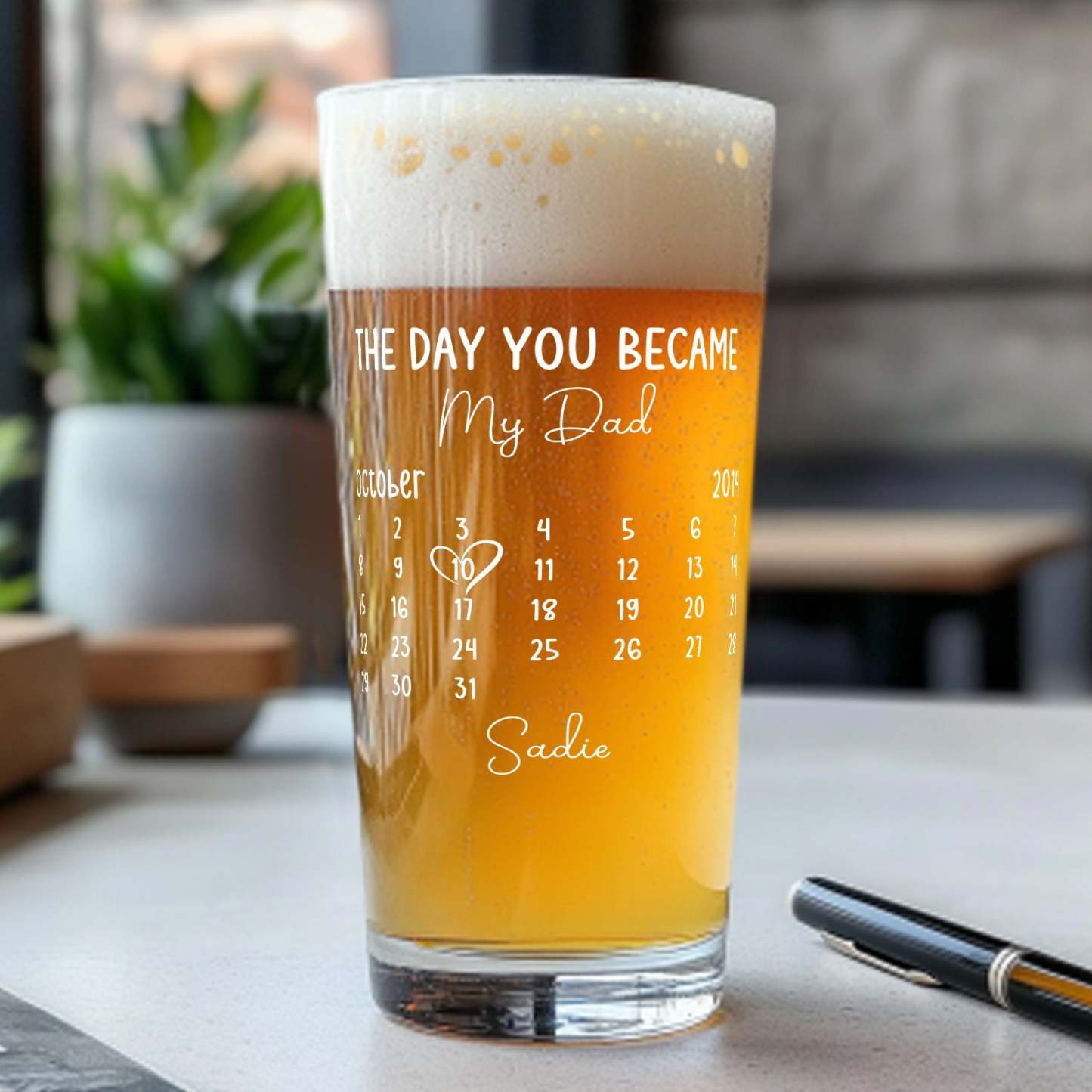 Fathers Day Gift From Daughter, Personalized Gifts For Dad, Dad Gift, Dad Birthday Gift, Personalised Beer Glass, The Day You Became My Dad - SantaSocks