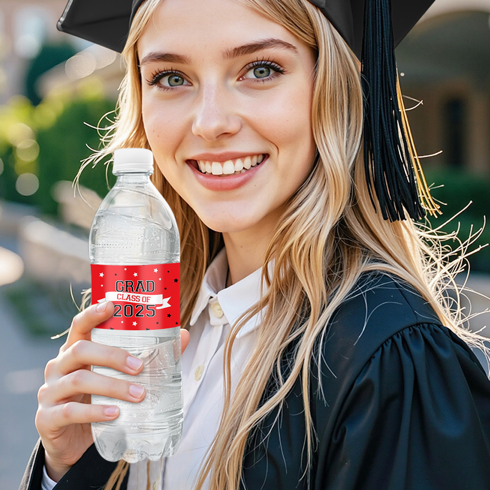 Personalized Class of 2025 Waterproof Graduation Water Bottle Labels Stickers with Name Set of 20 Gift for Graduates