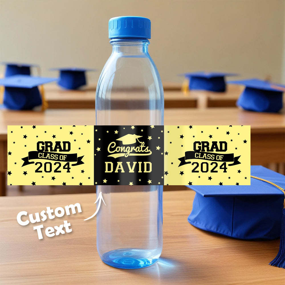 Personalized Class of 2025 Waterproof Graduation Water Bottle Labels Stickers with Name Set of 20 Gift for Graduates