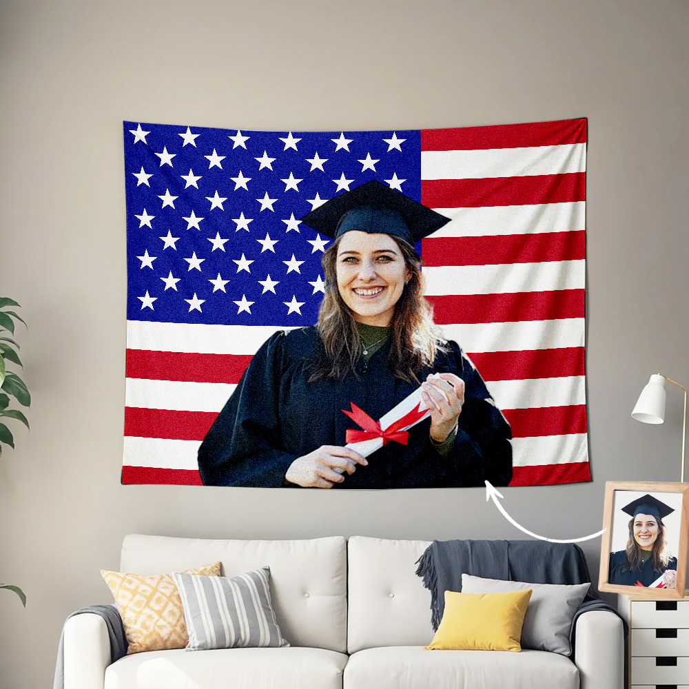 Personalized Tapestry Wall Art Home Decor Custom Photo Custom Wall Tapestry Custom American Flag Style Custom Photo Backdrop