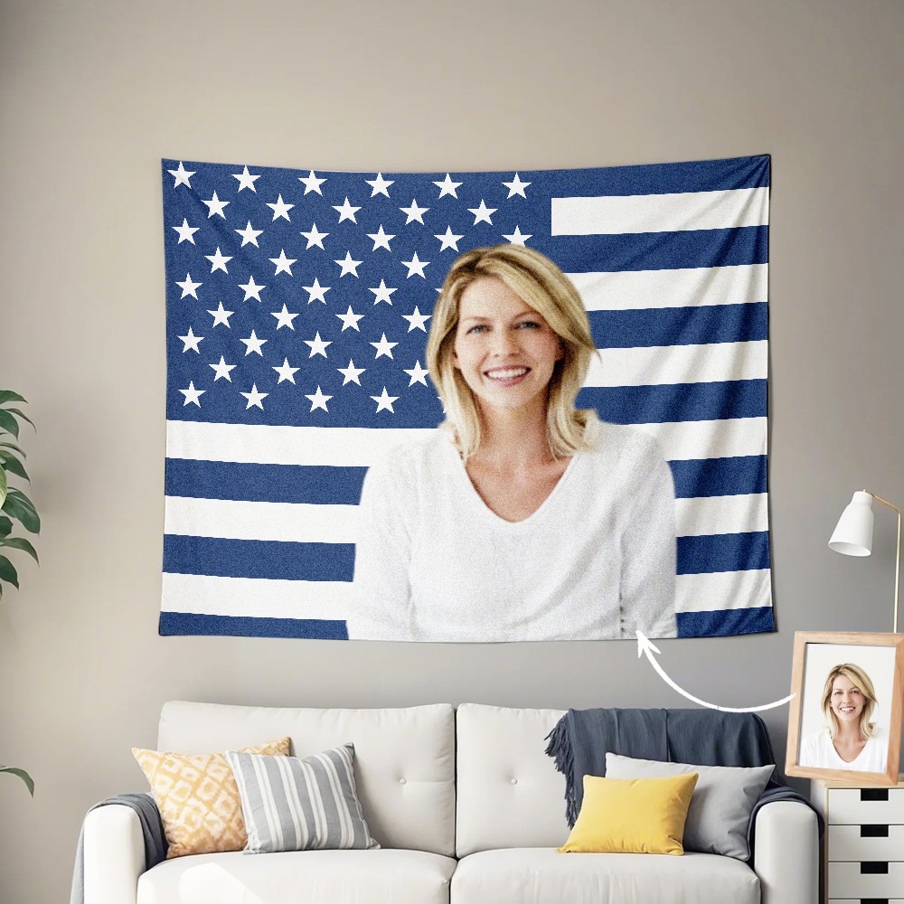 Personalized Tapestry Wall Art Home Decor Custom Photo Custom Wall Tapestry Custom American Flag Style Custom Photo Backdrop