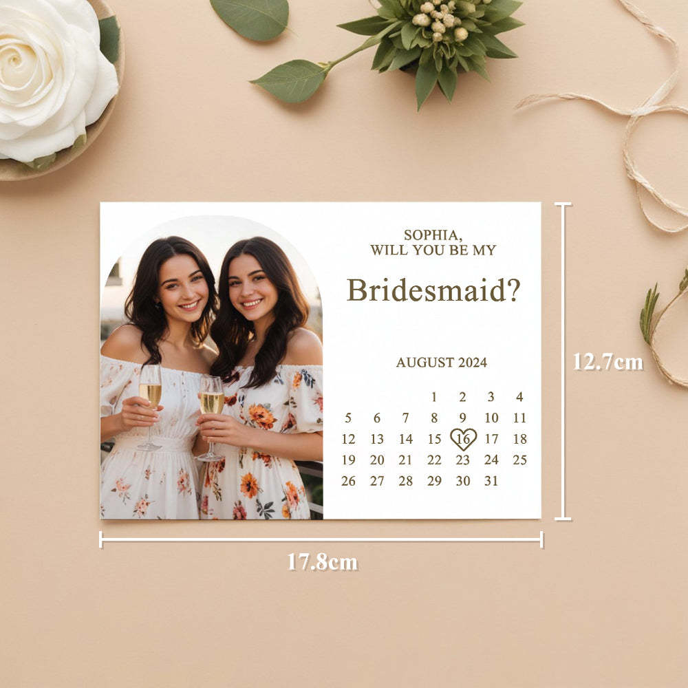 Personalized Bridesmaid Proposal Card Will You Be My Bridesmaid Wedding Date Card - SantaSocks