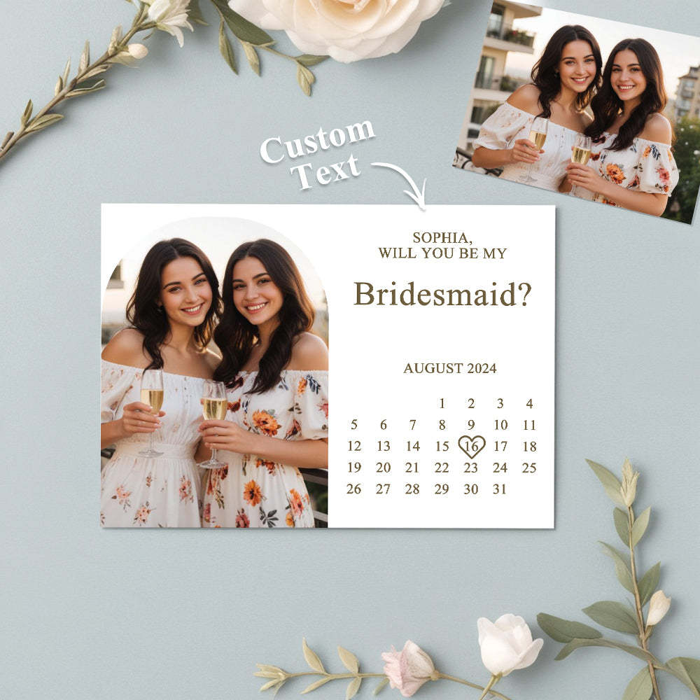 Personalized Bridesmaid Proposal Card Will You Be My Bridesmaid Wedding Date Card - SantaSocks