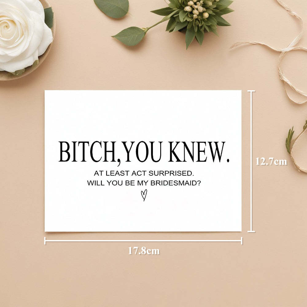 Funny Bridesmaid Proposal Card Will You Be My Bridesmaid Maid of Honor Card - SantaSocks
