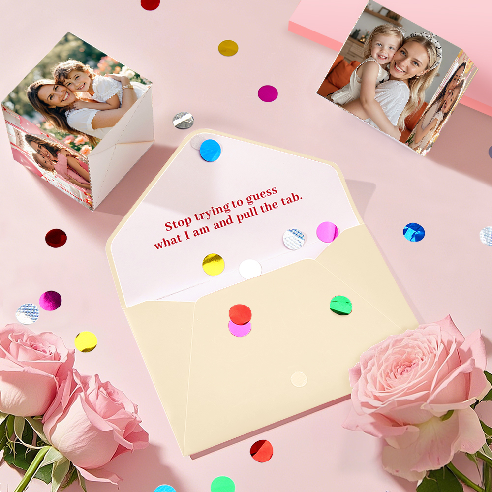 Personalized Surprise Confetti Card Fathers Day  Exploding Box Card Custom Photo 3D Pop-Up Greeting Card