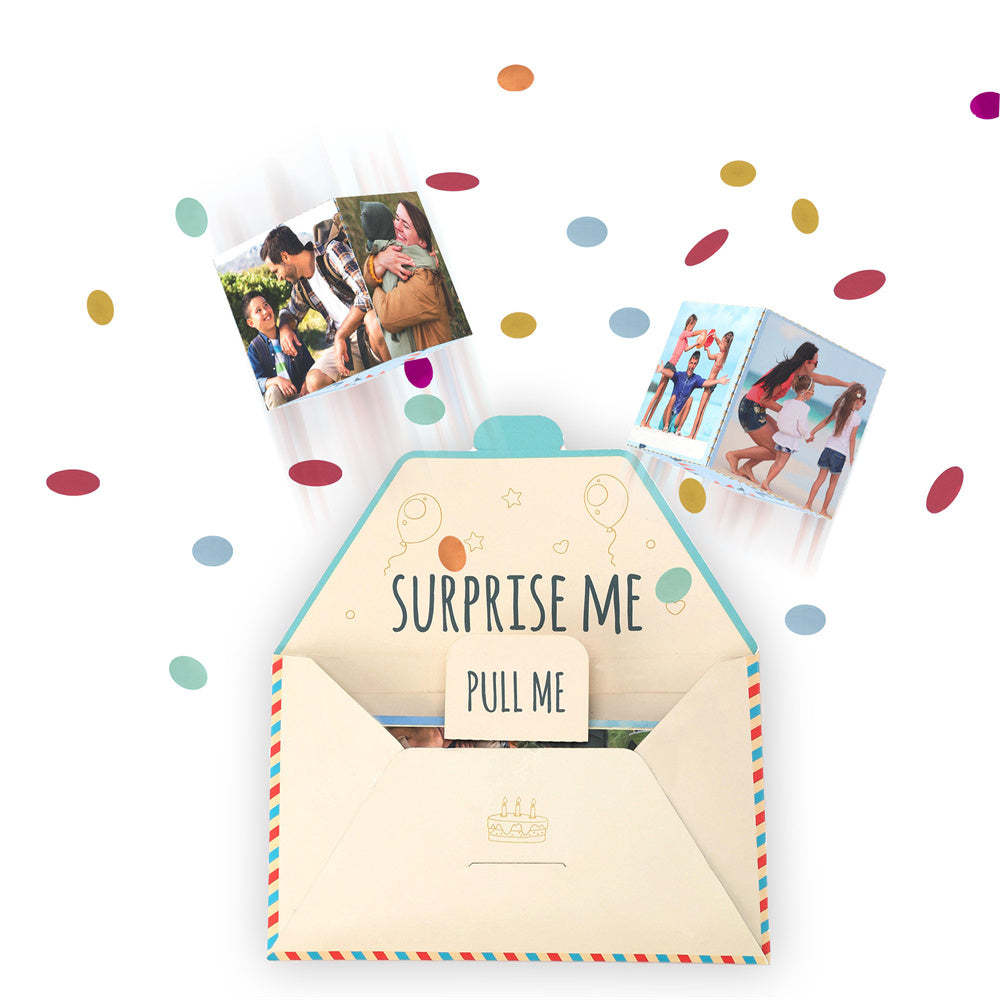 Personalized Surprise Confetti Card Birthday Exploding Box Card Custom Photo 3D Pop-Up Greeting Card