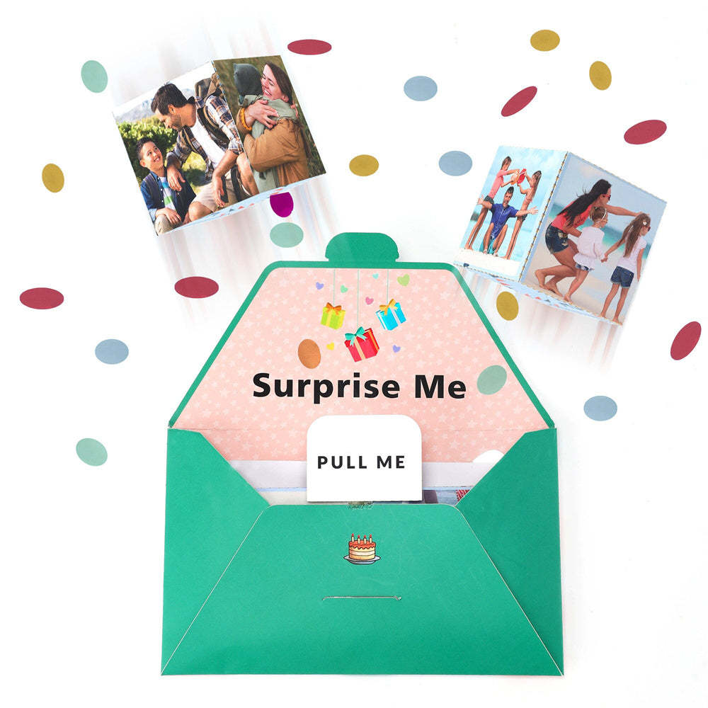 Personalized Surprise Confetti Card Birthday Exploding Box Card Custom Photo 3D Pop-Up Greeting Card