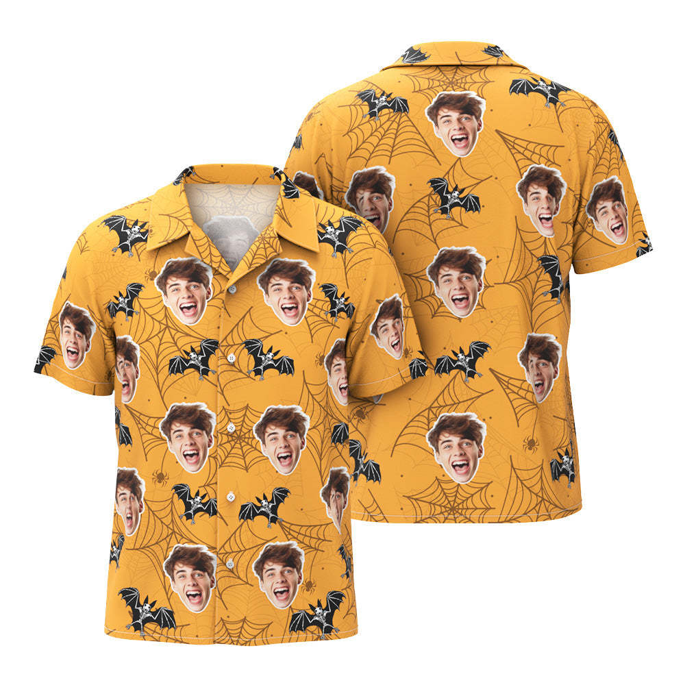 Custom Funny Face Hawaiian Shirt Halloween Photo Shirt Halloween Drama Gift